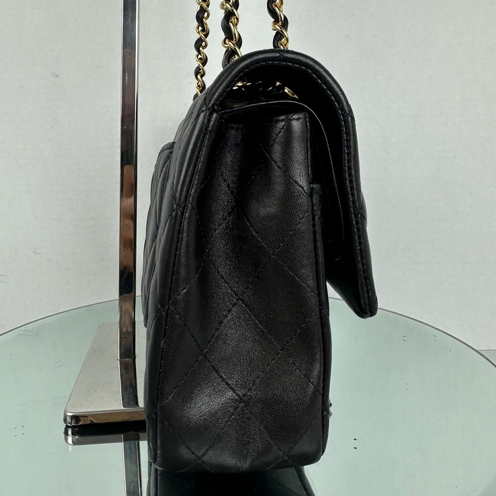 Chanel Medium Classic Double Flap Bag Black Lambskin 24KT Plated - Picture 4 of 13